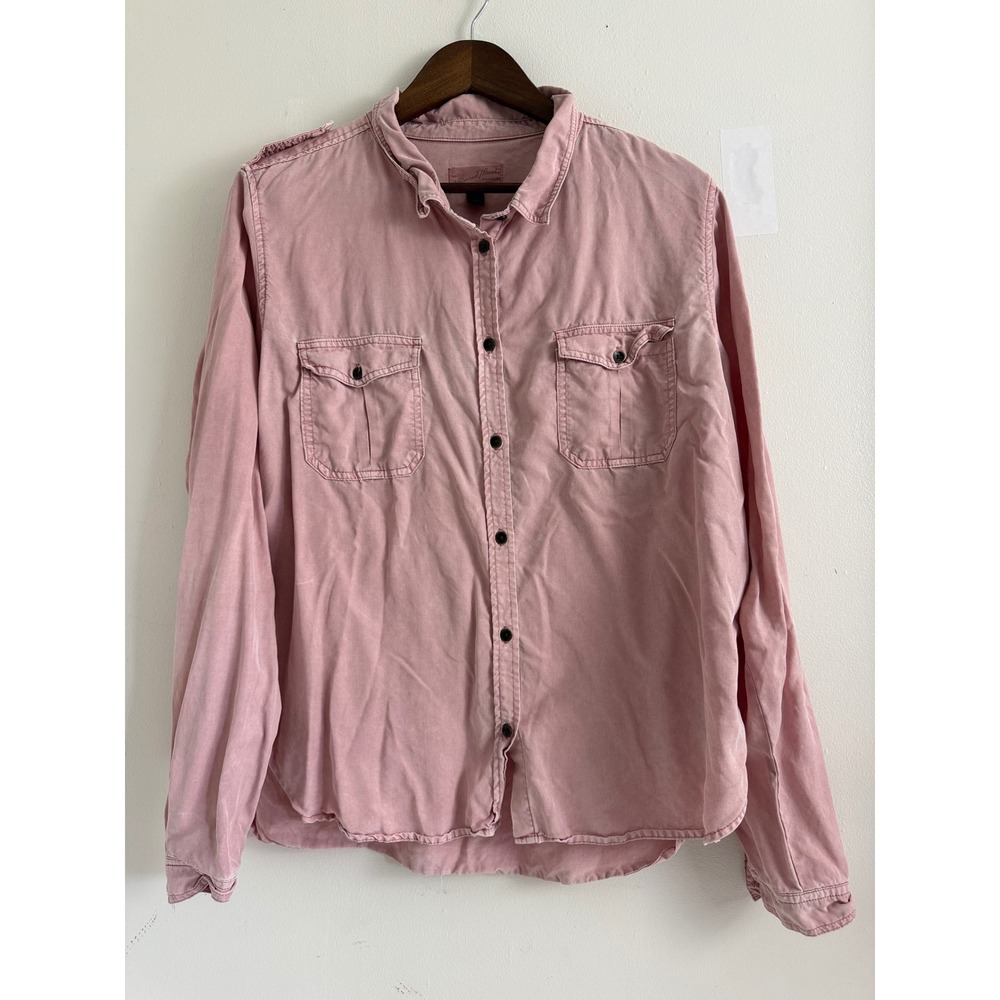 Universal Thread Pink Lyocell Button Down Utility Shirt XL Long Sleeve Rose